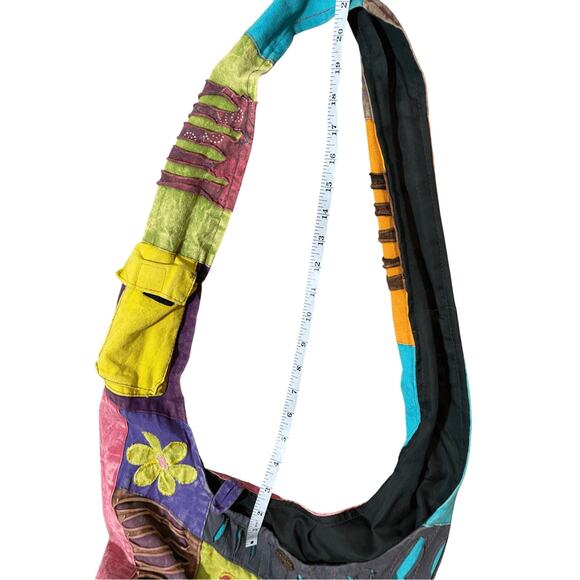 Patchwork Razor Cut Hippie Bohemian Earthtone Shoulder Sling Free Spirit Western - Picture 6 of 7